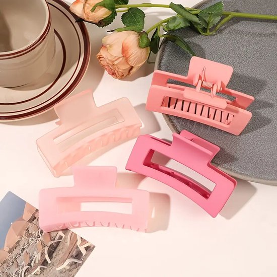 Vavida - Set 4 Haarklemmen - Lichtroze - Zalmroze - Roze - 8,5 cm - Perfect Als Cadeau - Haaraccessoires