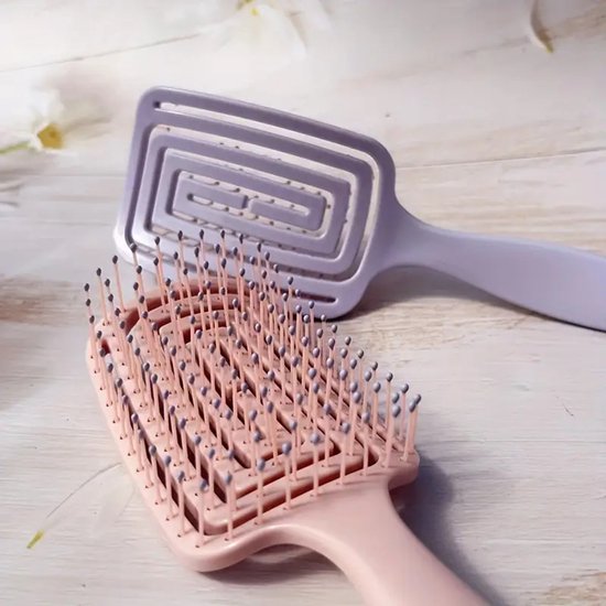 Vavida - Anti Klit Haarborstel - Poederroze - 24 cm - Pijnloos Haren Borstelen - Perfect Voor Kinderen