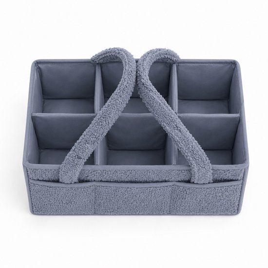 Vavida - Commodemandje - Blauwgrijs - Teddy - 40 x 26 x 17 cm - Babykamer - Baby - Commode - Mandje