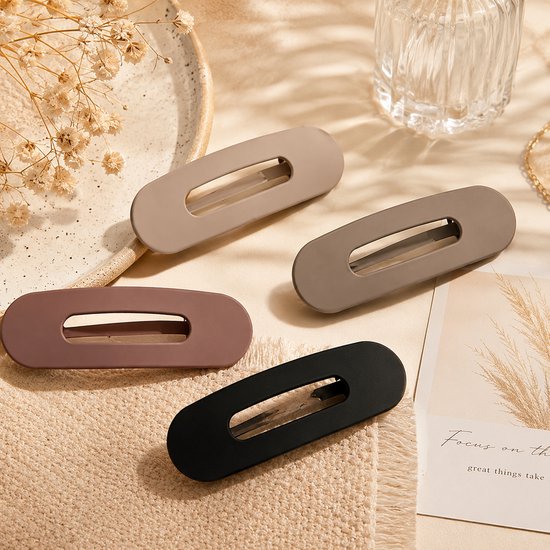 Vavida - Set 4 Haarklemmen - Bruin - Zwart - Beige - 11 cm - Perfect Als Cadeau - Haaraccessoires