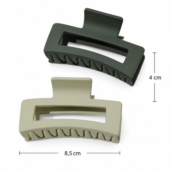 Vavida Haarklemmen - Twee Stuks - Groen - Mat - 8,5 cm
