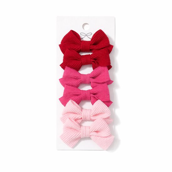 Vavida Haarspeldjes - 6 stuks - Strikjes - Meisjes - Leuk Als Cadeautje - Rood - Knalroze - Lichtroze