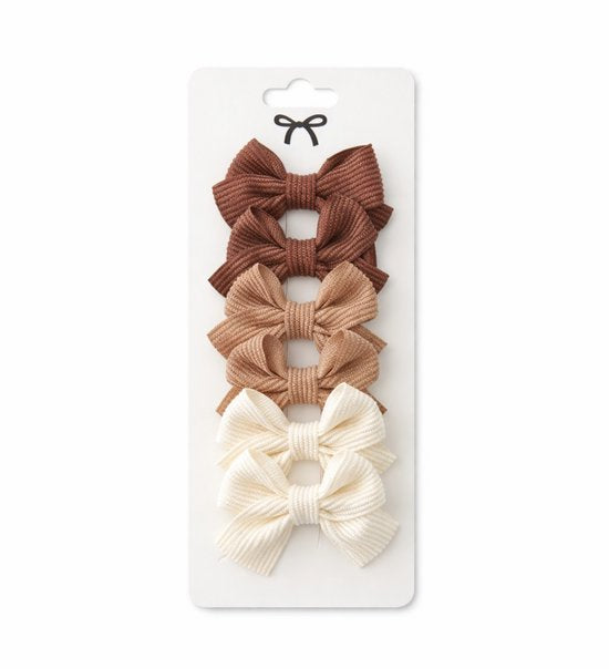 Vavida Haarspeldjes - 6 stuks - Strikjes - Meisjes - Leuk Als Cadeautje - Donkerbruin - Lichtbruin - Beige