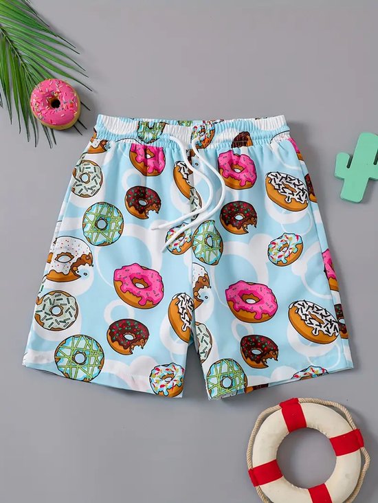 Vavida Zwembroek - Maat 104/110 - Donuts - Lichtblauw - Sneldrogend