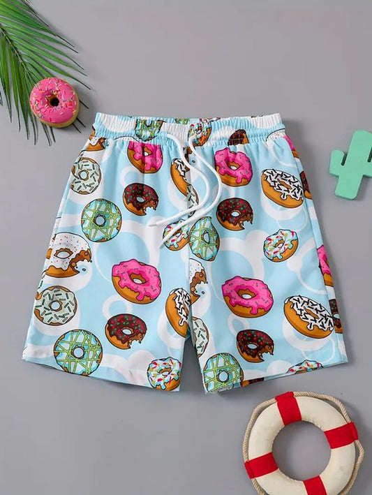 Vavida Zwembroek - Maat 104/110 - Donuts - Lichtblauw - Sneldrogend