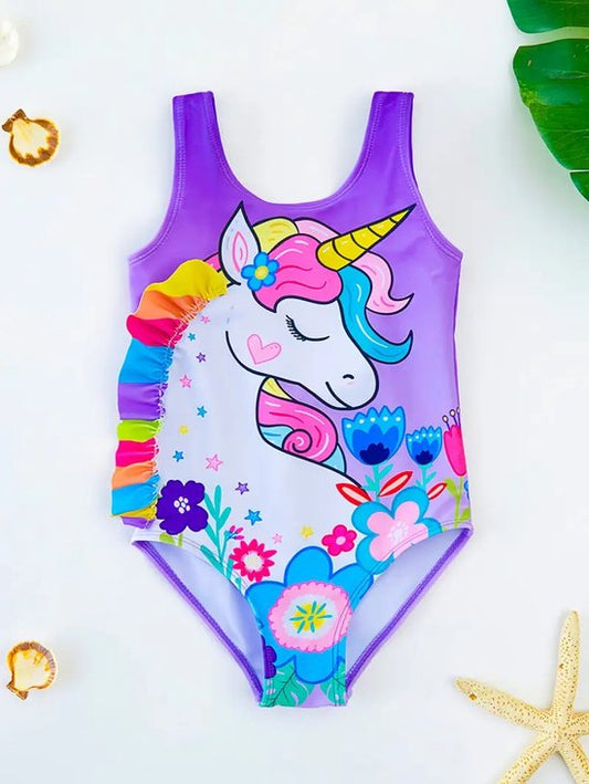 Vavida Badpak - Maat 122/128 - Unicorn - Paars - Sneldrogend