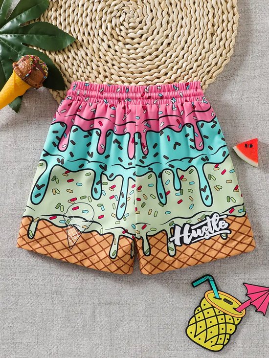 Vavida Zwembroek - Maat 104/110 - Ice Cream Hustle - IJs - Kleurrijk - Sneldrogend
