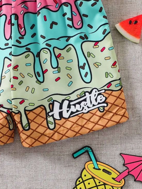 Vavida Zwembroek - Maat 104/110 - Ice Cream Hustle - IJs - Kleurrijk - Sneldrogend