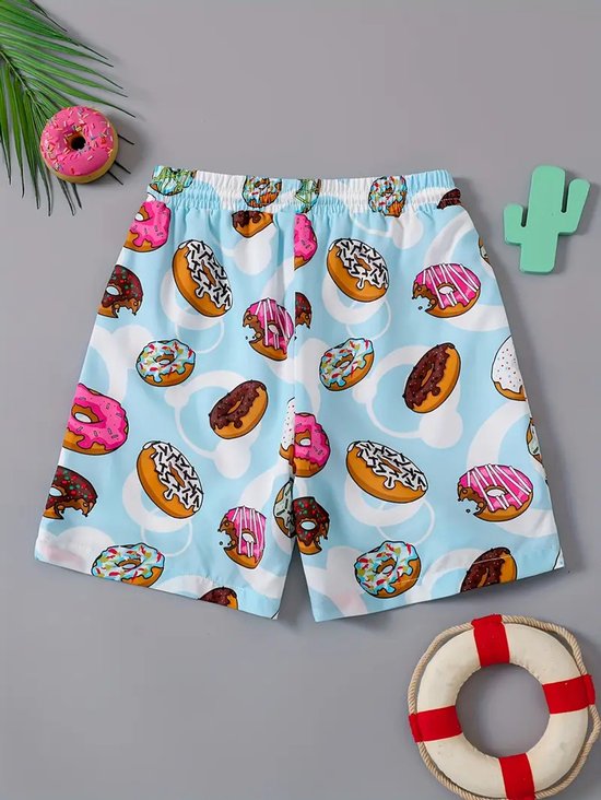 Vavida Zwembroek - Maat 104/110 - Donuts - Lichtblauw - Sneldrogend