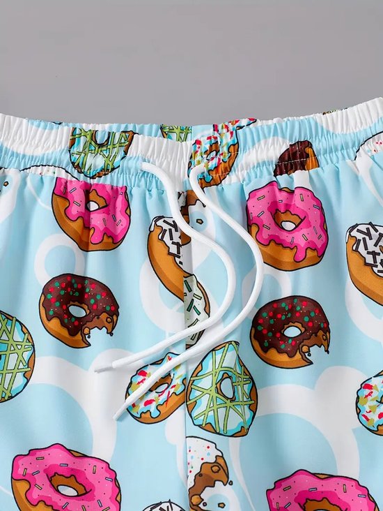 Vavida Zwembroek - Maat 116/122 - Donuts - Lichtblauw - Sneldrogend