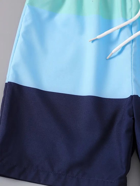 Vavida Zwembroek - Maat 140/146 - Turquoise - Lichtblauw - Wit - Gestreept - Sneldrogend