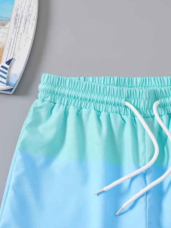 Vavida Zwembroek - Maat 134/140 - Turquoise - Lichtblauw - Wit - Gestreept - Sneldrogend