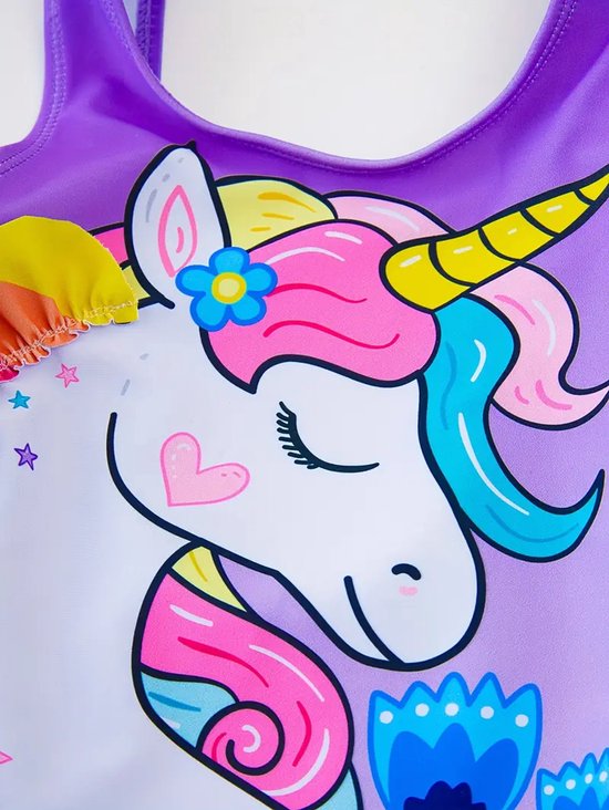 Vavida Badpak - Maat 98/104 - Unicorn - Paars - Sneldrogend