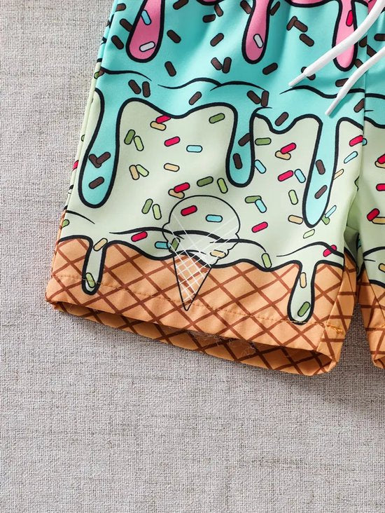 Vavida Zwembroek - Maat 116/122 - Ice Cream Hustle - IJs - Kleurrijk - Sneldrogend