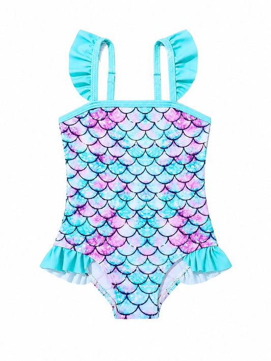 Vavida Badpak - Maat 116/122 - Zeemeermin - Lila - Turquoise - Sneldrogend