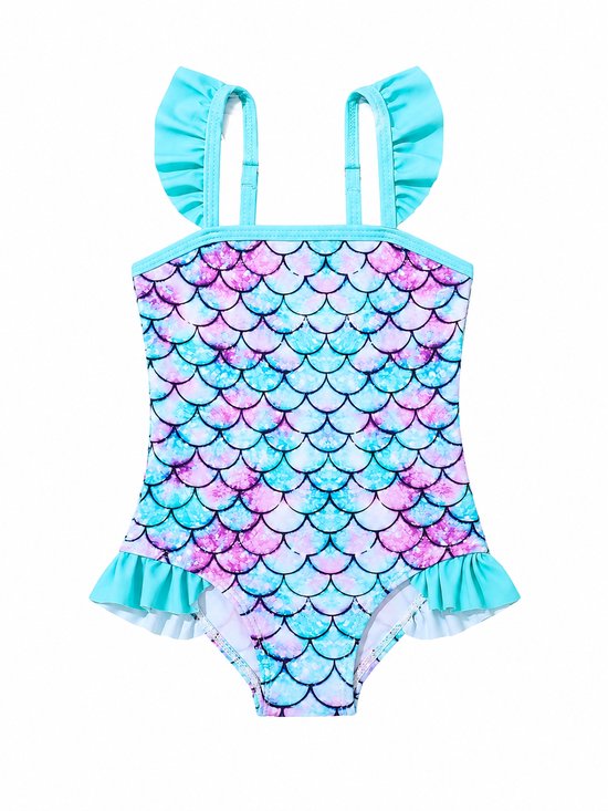 Vavida Badpak - Maat 110/116 - Zeemeermin - Lila - Turquoise - Sneldrogend