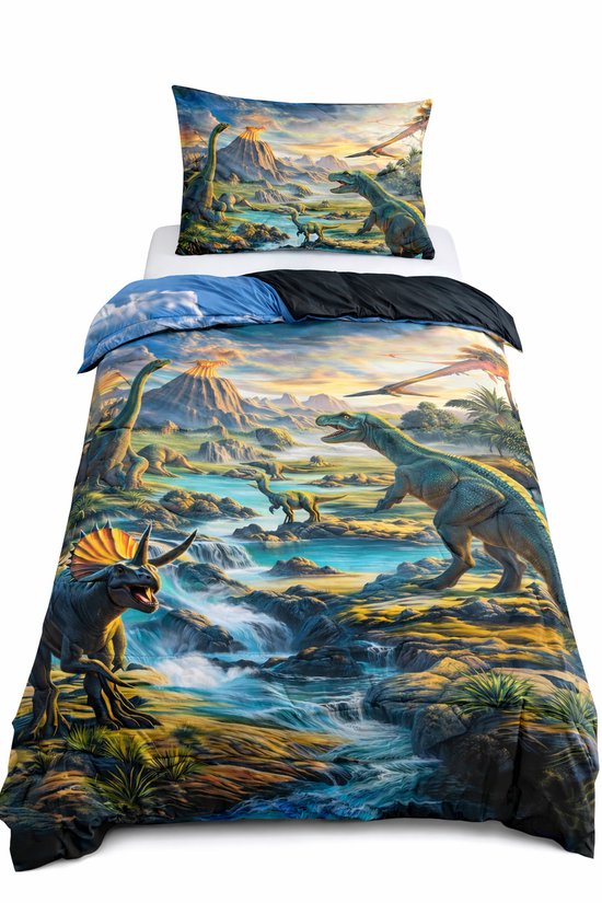 Vavida Dekbedovertrek - Eenpersoons - 140 x 200 - Dinosaurus - Stegosaurus - T-Rex - Dino