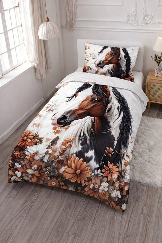 Vavida Dekbedovertrek - Eenpersoons 140 x 200 - Paard - Pony - Horse - Paarden - Meisje