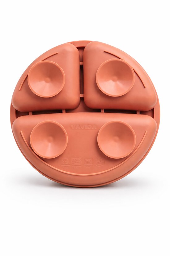 Vavida Siliconen Bord Baby en Kind - Terracotta - BPA-vrij - Met 4 Zuignappen