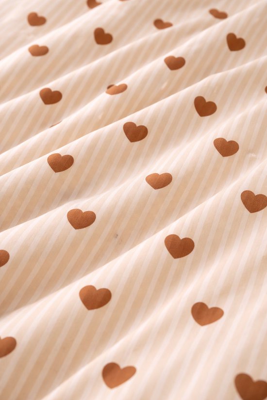 Vavida Dekbedovertrek - Eenpersoons - 140 x 200 - Beige - Lichtroze - Gestreept - Meisjeskamer - Meisje