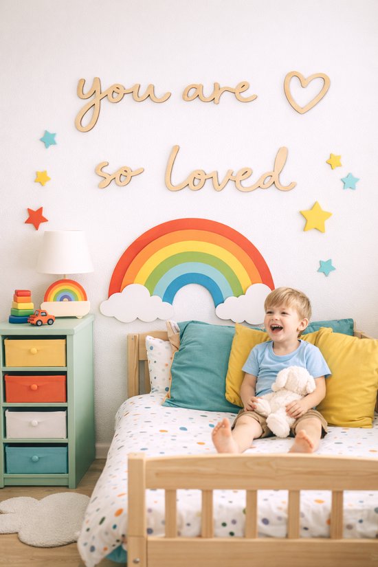 Vavida - Houten Wanddecoratie - You are so loved - Hartje - Kinderkamer - Babykamer