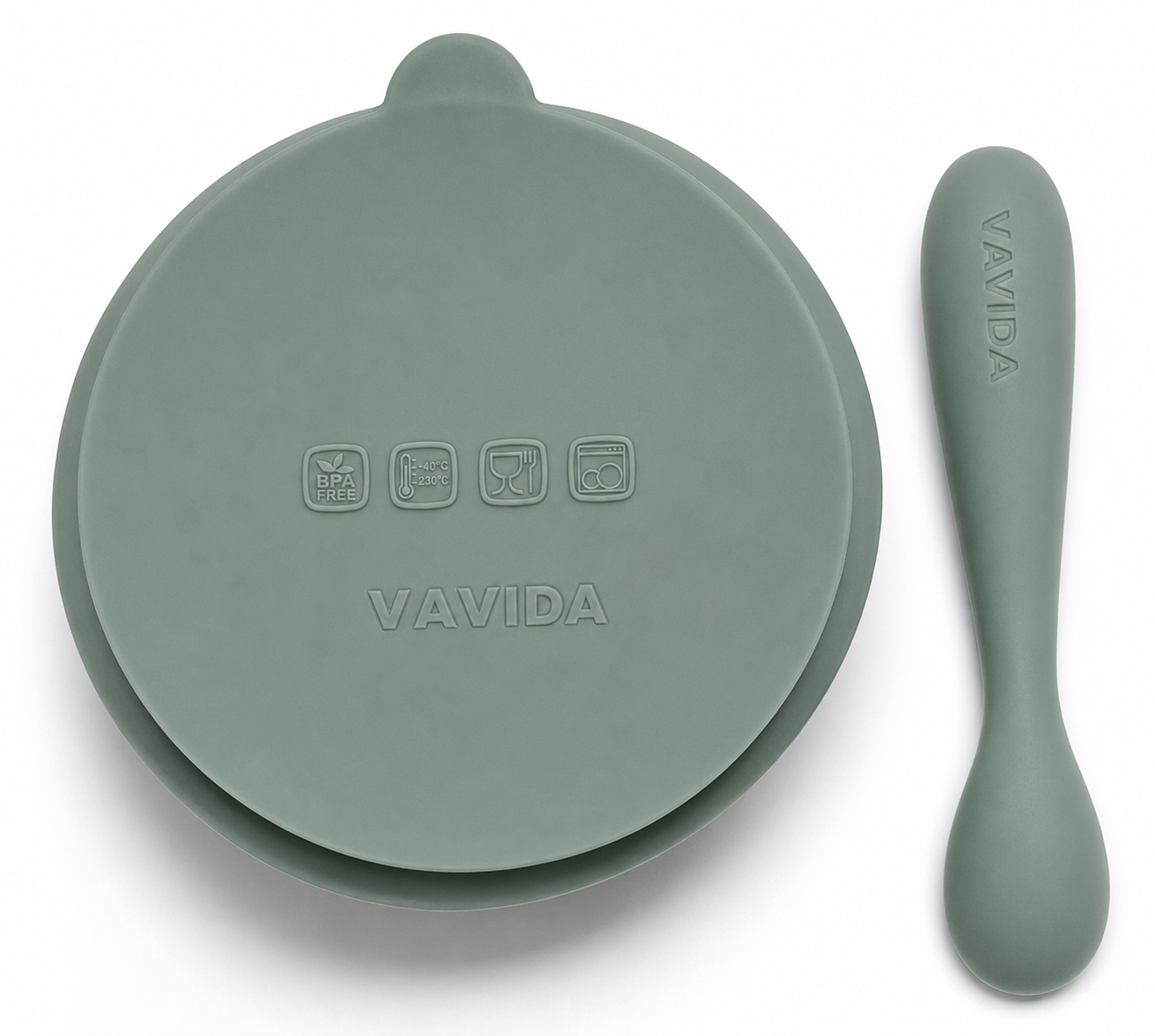 Vavida Siliconen Bakje - Baby - Blauwgrijs - Met Zuignap