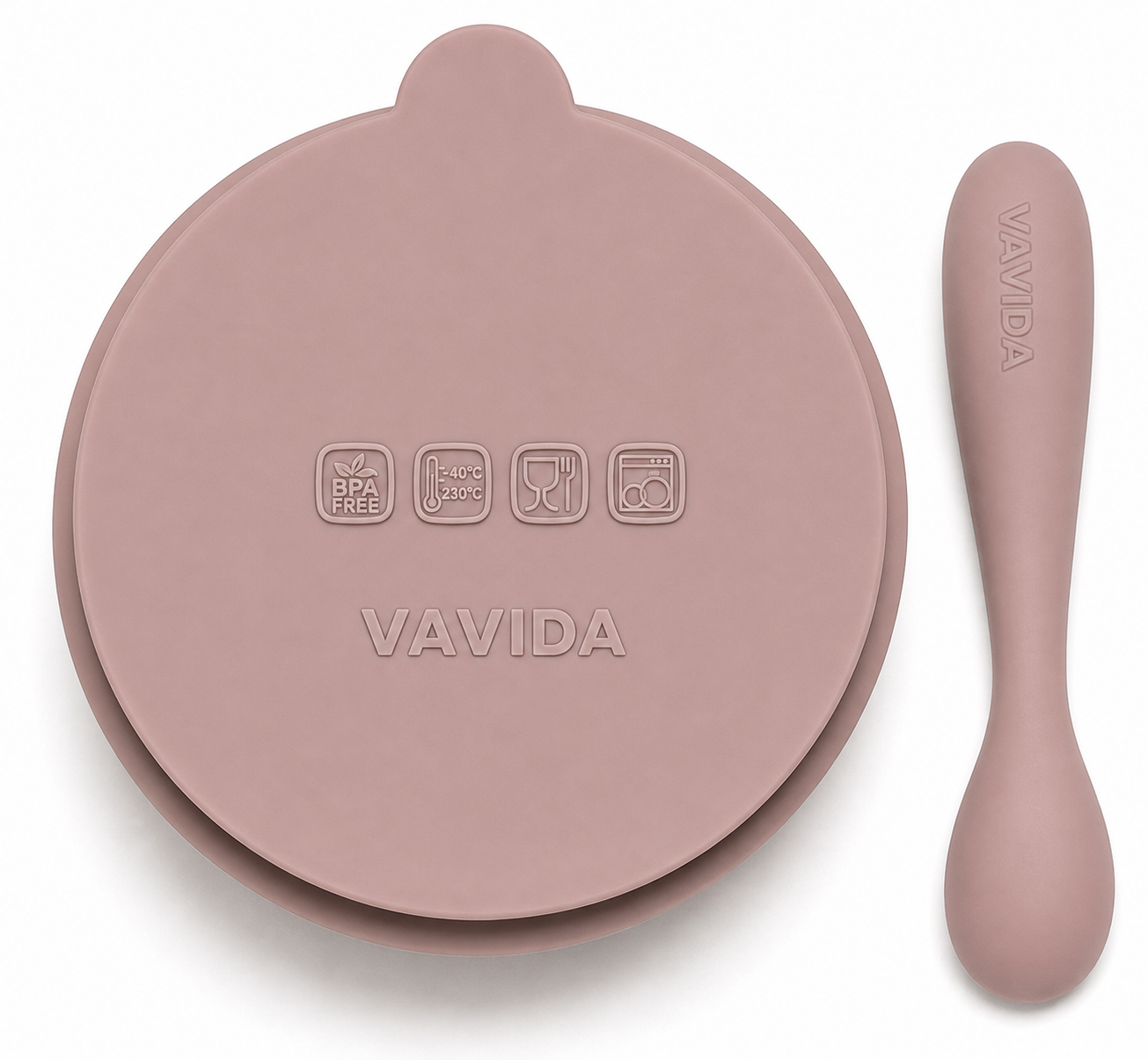 Vavida Siliconen Bakje - Baby - Poederroze - Met Zuignap
