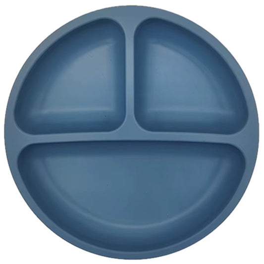 Siliconen Bord Baby en Kind - Donkerblauw - Kinderbord - Met 4 Zuignappen - Sterk - Dinerbord - Ontbijtbord - Vakjes - BPA-vrij
