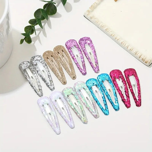 Haarspeldjes - 12 stuks - Glitters - Verschillende Kleuren - Meisjes - Haarclipjes