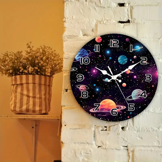 Vavida Klok Planeten Ø 30 cm – Stille Wandklok voor Kinderkamer