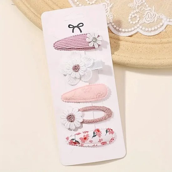 Haarspeldjes - 5 stuks - Bloemetjes - Meisjes - Leuk Als Cadeautje - Roze - Paars - Wit - Stijlvol - Goede Kwaliteit