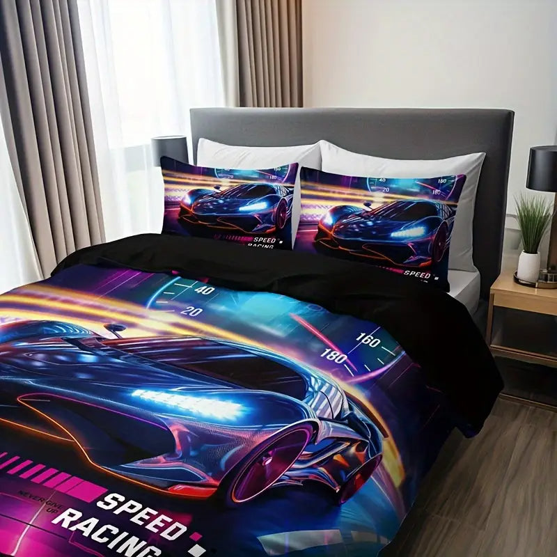 Eenpersoons Dekbedovertrek 140 x 200 - 3D Raceauto Design