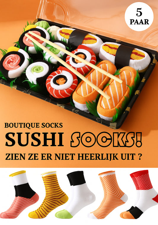 Sushi Sokken Cadeaubox - 5 Paar - One Size