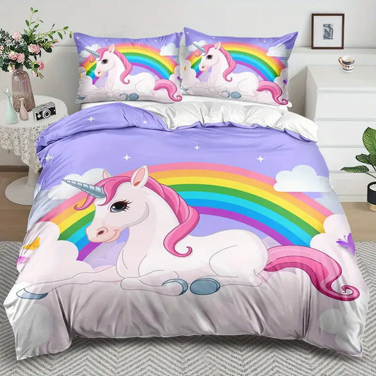 Eenpersoons dekbedovertrek 140 x 200 - Unicorn - Sprookje