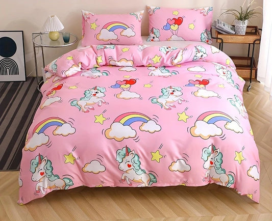 Eenpersoons Dekbedovertrek 140 x 200 - Unicorn - Roze